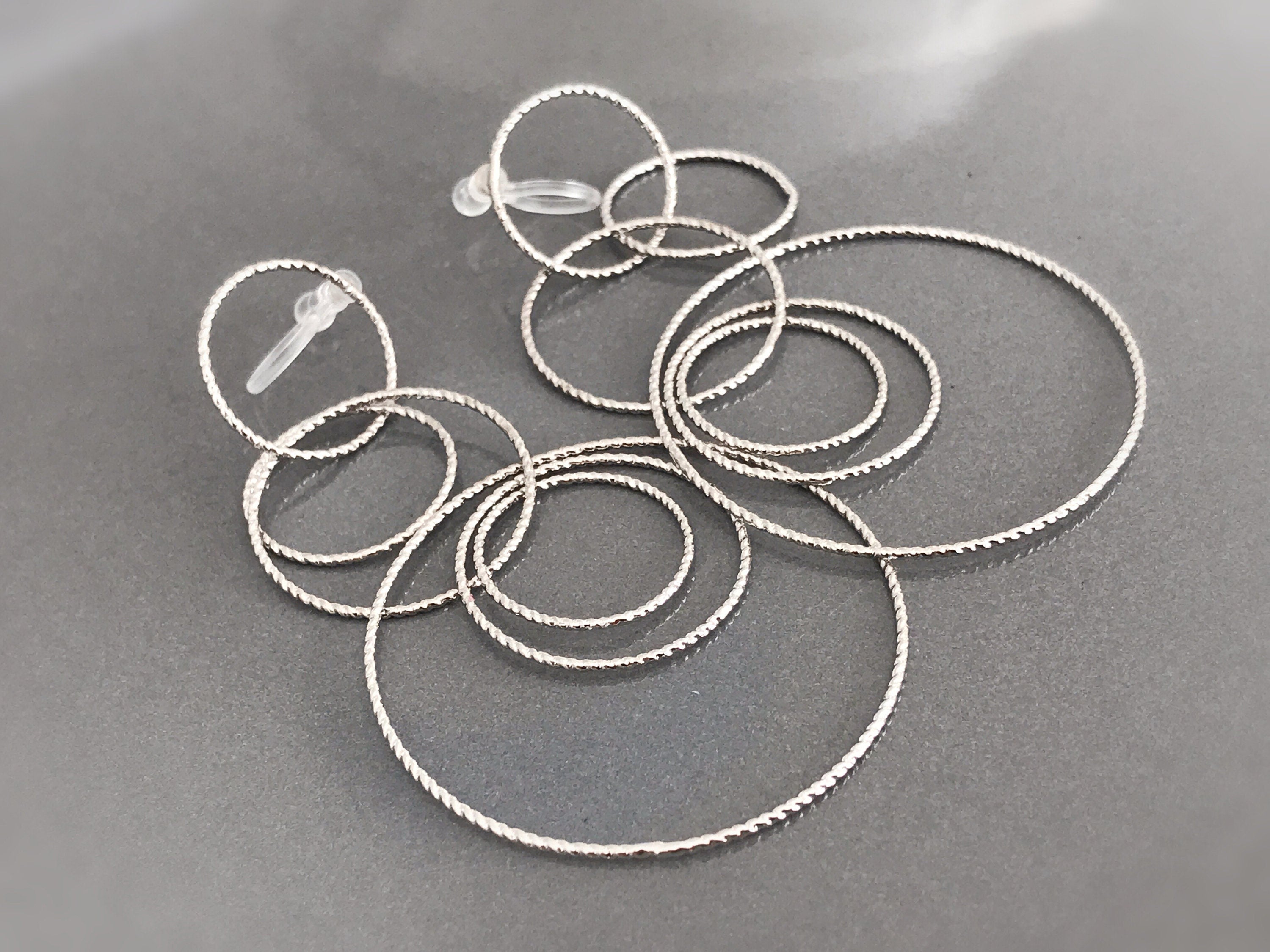 InvisibleS Clips Earrings, Silver Color Rings. Rings, circle. Ear clips. Jewelry every day. Ready to offer.