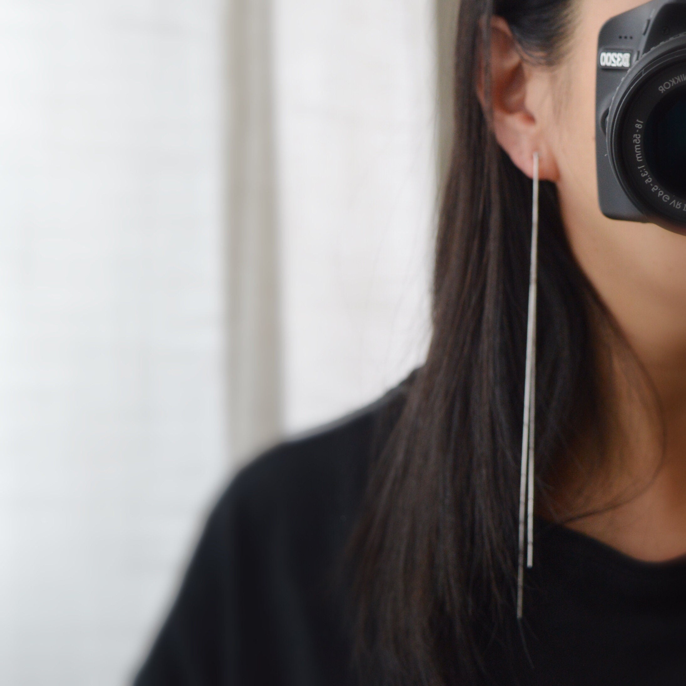 Super longues Boucles d'oreilles Clips INVISIBLES, Clips d'oreilles Doubles Chaîne Argenté ou doré. Bijoux Minimaliste.