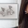 Boucles d'oreilles CLIPS invisible Noeud de papillon couleur Argent avec Zircon, Clips d'oreilles délicat.
