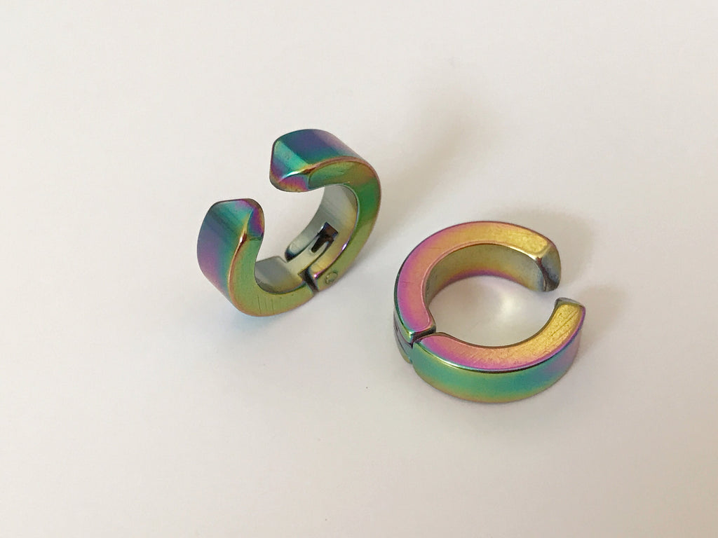 Rock Earrings CLIPS CLAMP rings Silver, Gold, Black, Blue, Color symphony Non Pierced Ears. Daily Jewelry Men Women