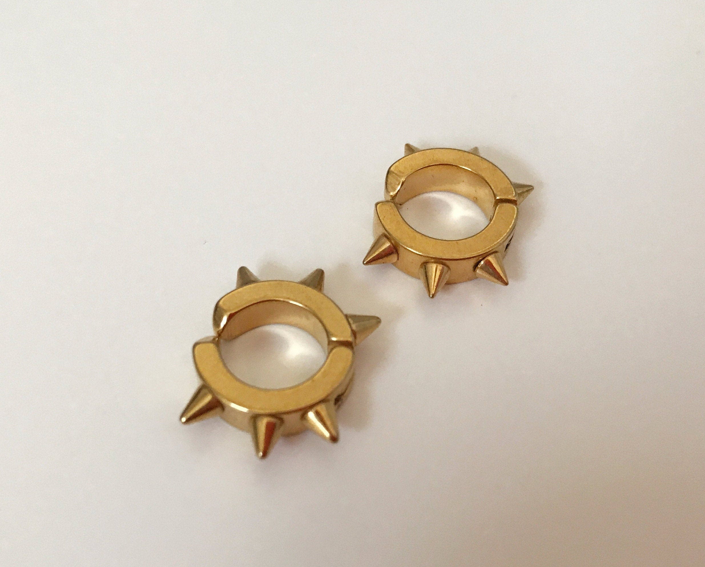 Rivet Punk Rock CLIPS earrings, silver, gold, black color rings, for non-pierced ears. Daily Jewelry Men Women