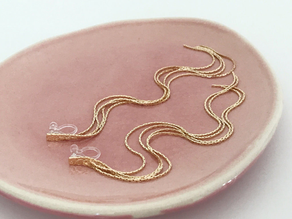 Super longues Boucles d'oreilles Clips INVISIBLES, Clips d'oreilles Chaîne Argenté ou doré. Bijoux Minimaliste.