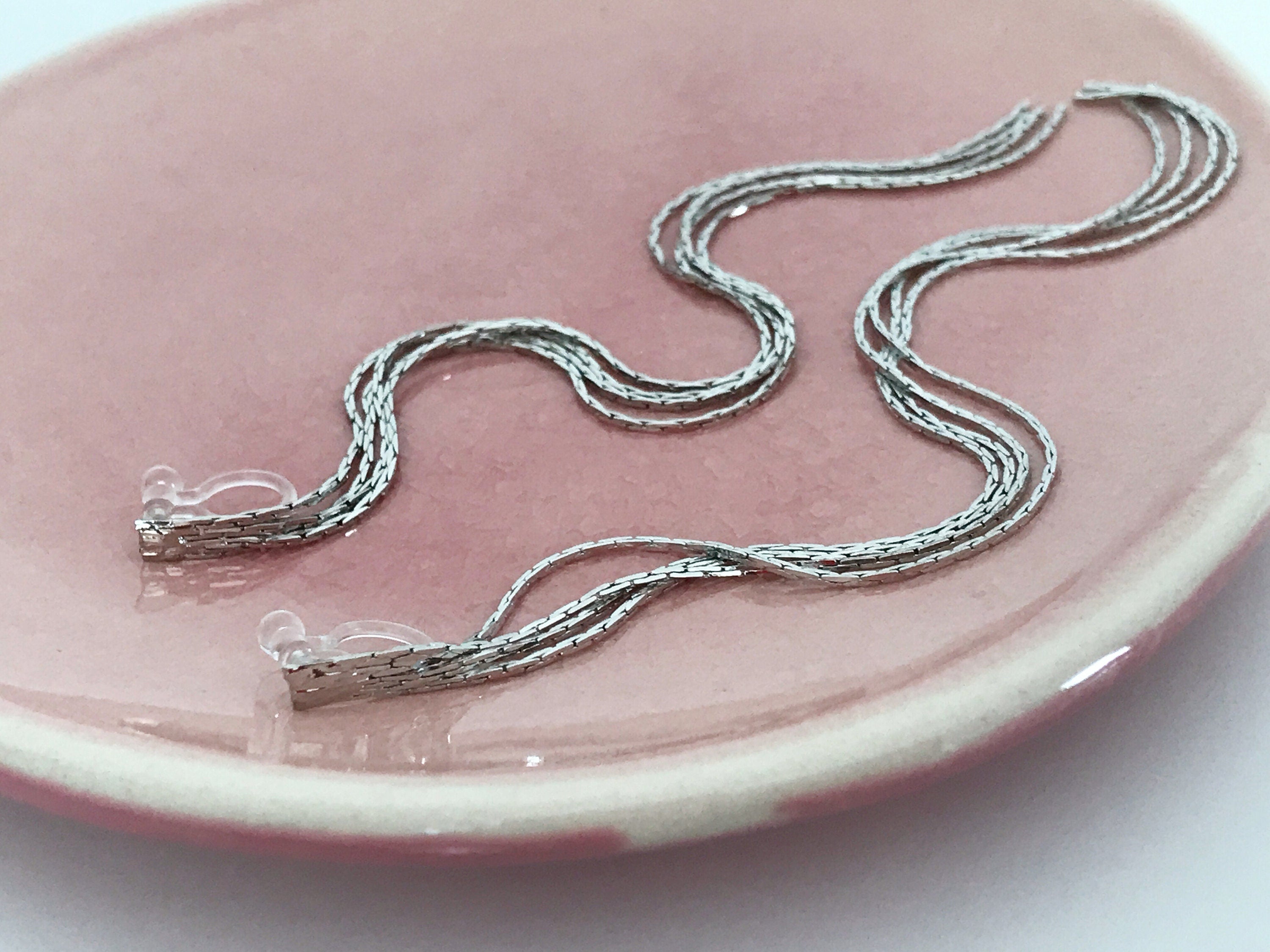 Super longues Boucles d'oreilles Clips INVISIBLES, Clips d'oreilles Chaîne Argenté ou doré. Bijoux Minimaliste.