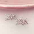 Boucles d'oreilles Clips INVISIBLES, Étoile Double Zircon Couleur Argenté. Clips d'oreilles.