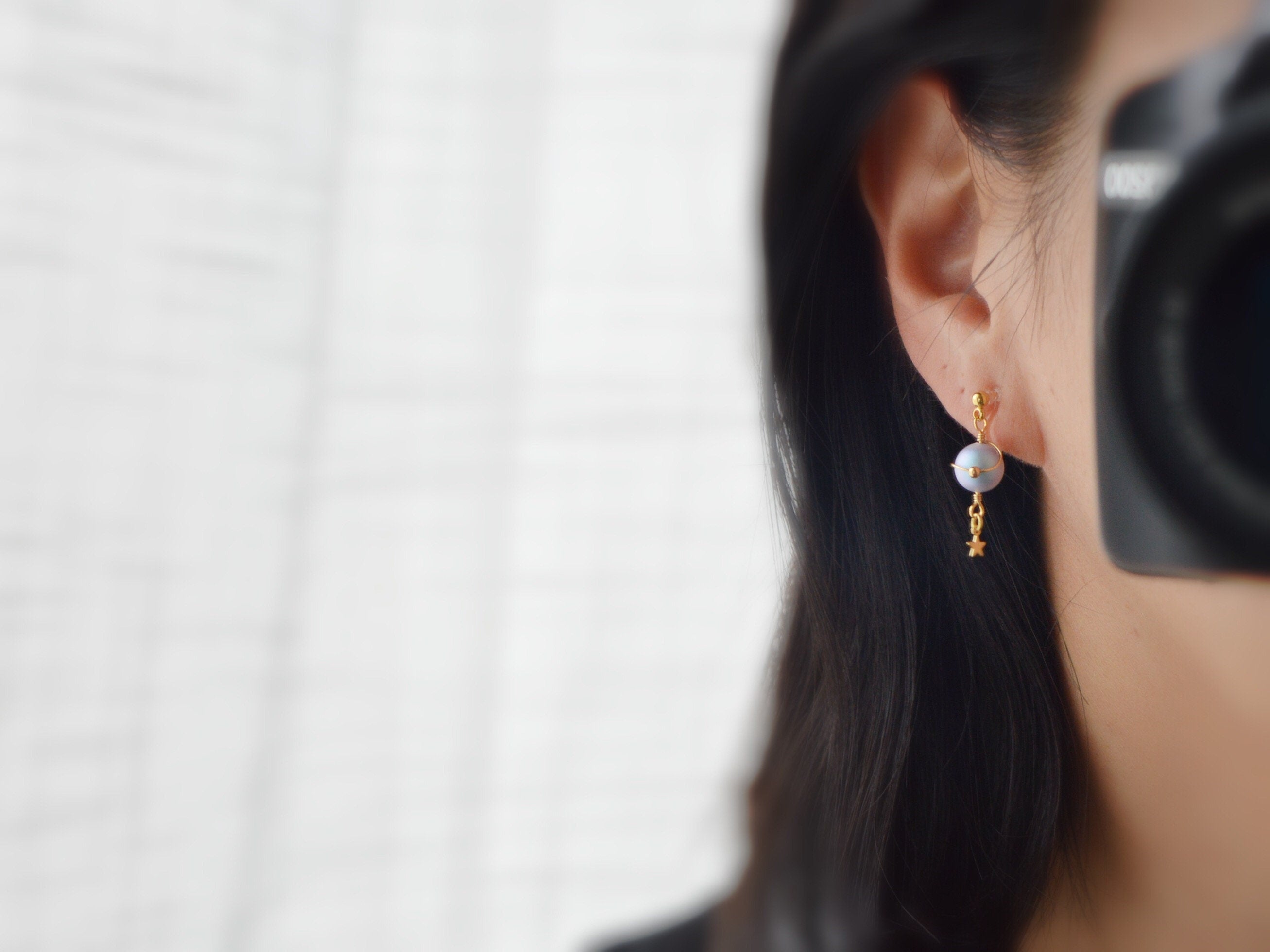 Mini star ear clips, Blue planet. CLIPS Invisible Blue Violet Beads, delicate comfortable daily