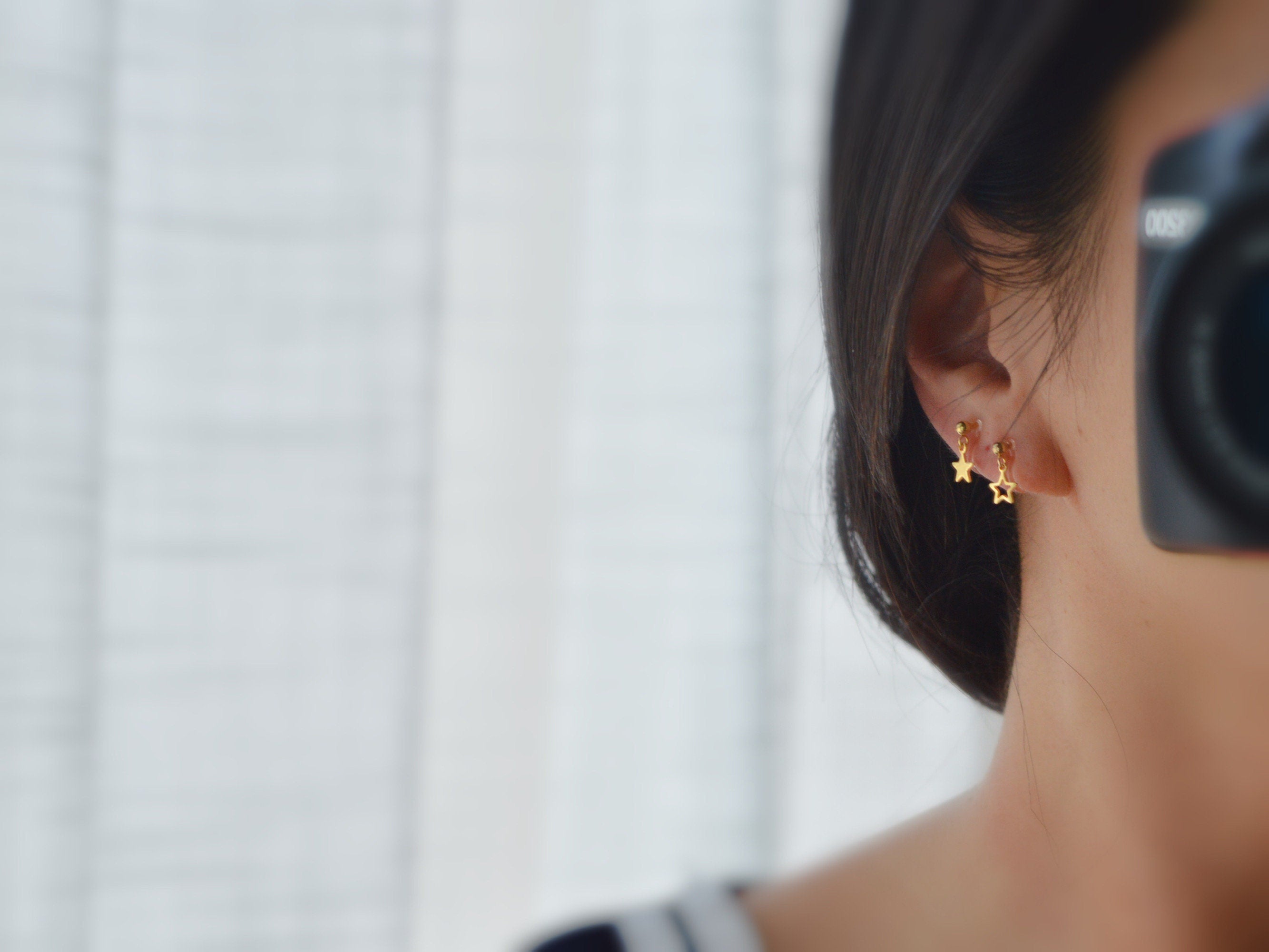 Mini étoile Clips d'oreilles Couleur or, Boucles d'oreilles CLIPS Invisible délicat confortable
