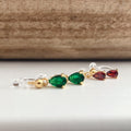 Christmas. Red or green water drop pearls. Golden invisible ear clips. Christmas gifts. Very cute Candy packaging. Ready to offer