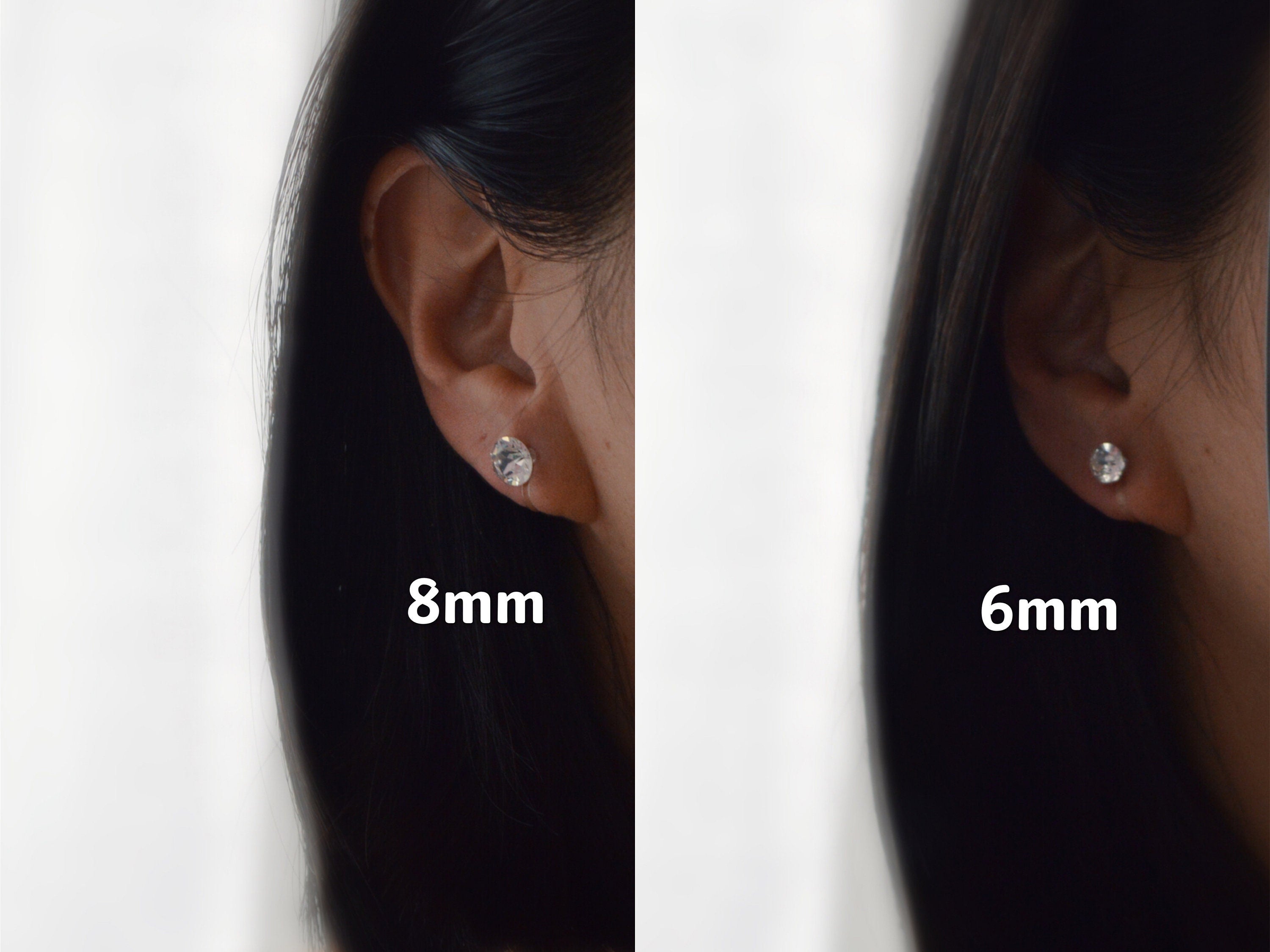 Boucles d'oreilles CLIPS invisible Cristal Rond Cristaux PureCristal, Clips d'Oreille Petit Rond cristal transparent, Bijoux Minimaliste.