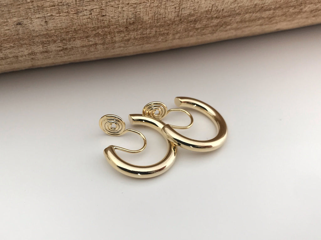 SANS DOULEUR ! Boucles d'oreilles CLIPS U spirale Cercle couleur Or / Argent. Clips d'oreilles confortable Boucles Délicates
