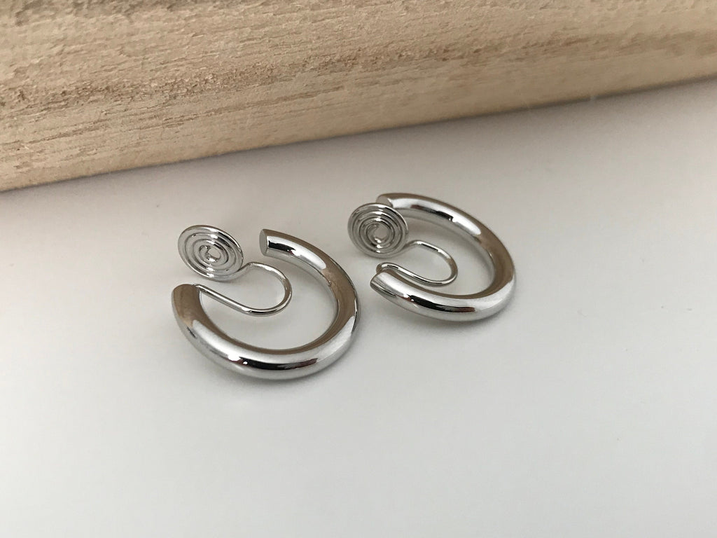 SANS DOULEUR ! Boucles d'oreilles CLIPS U spirale Cercle couleur Or / Argent. Clips d'oreilles confortable Boucles Délicates