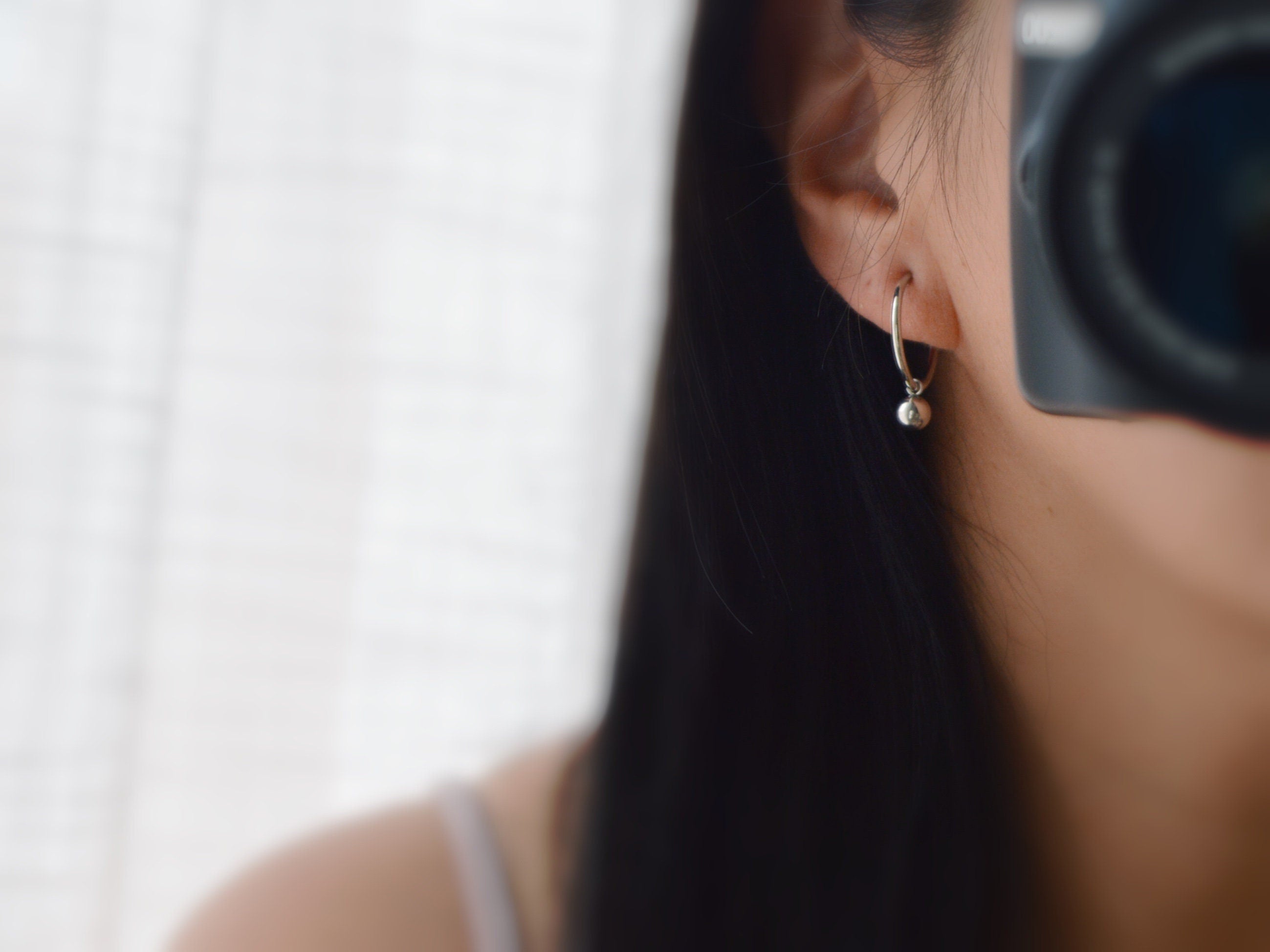 2 IN 1, 20mm Clip Hoops with mini pearl. Ear clips Silver rings CLIPS Invisible comfortable.