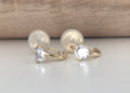 SANS DOULEUR ! Boucles d'oreilles CLIPS U spirale Demi-cercle Pierre Zircon Rond plaqué d'Or. Clips d'oreilles confortable Prêt à offrir
