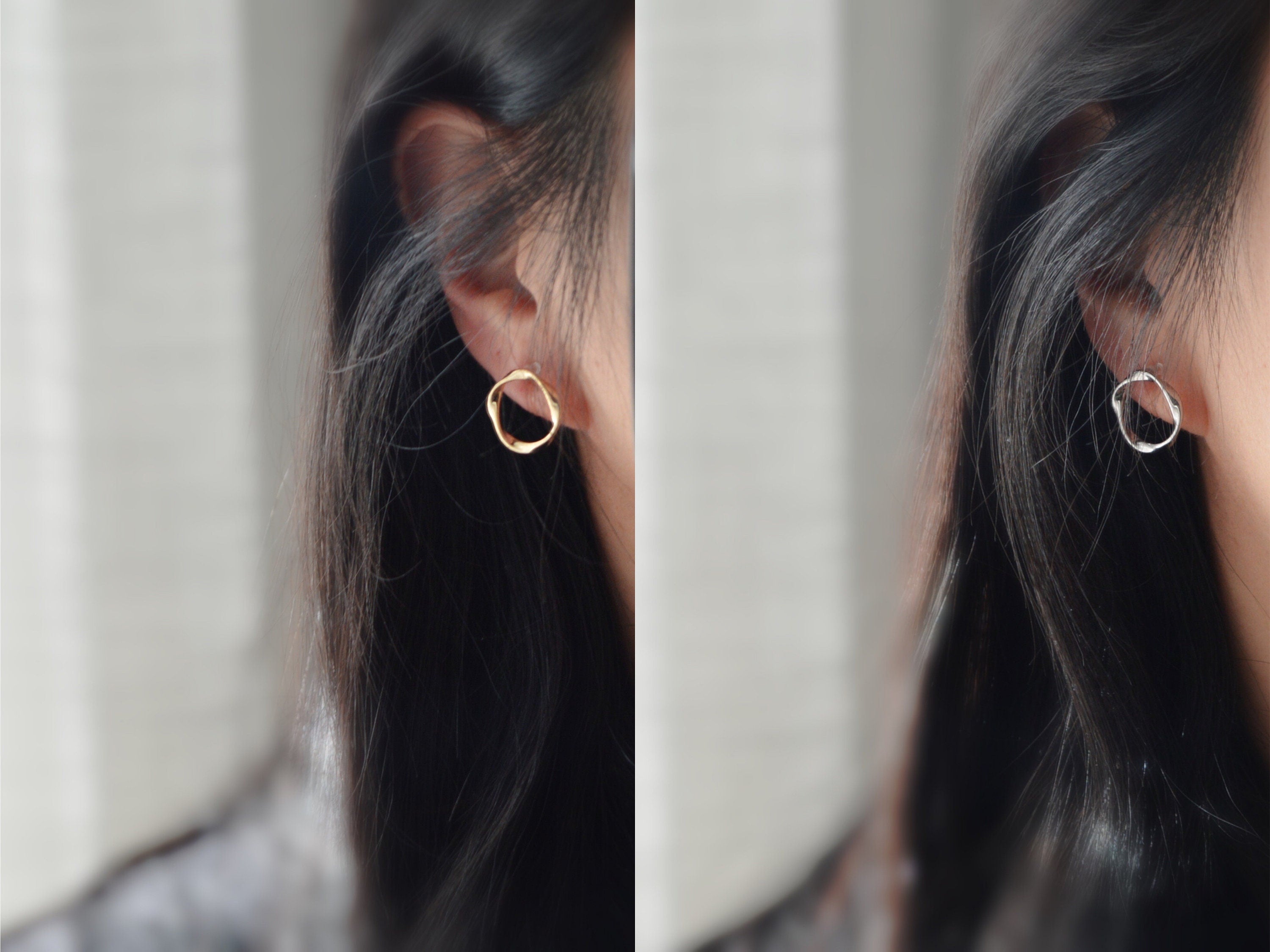 Boucles d'oreilles Clips INVISIBLES Cercle couleur Argent / Or, Cercle torsadé Clips d'oreilles confortable bijoux minimaliste quotidien.