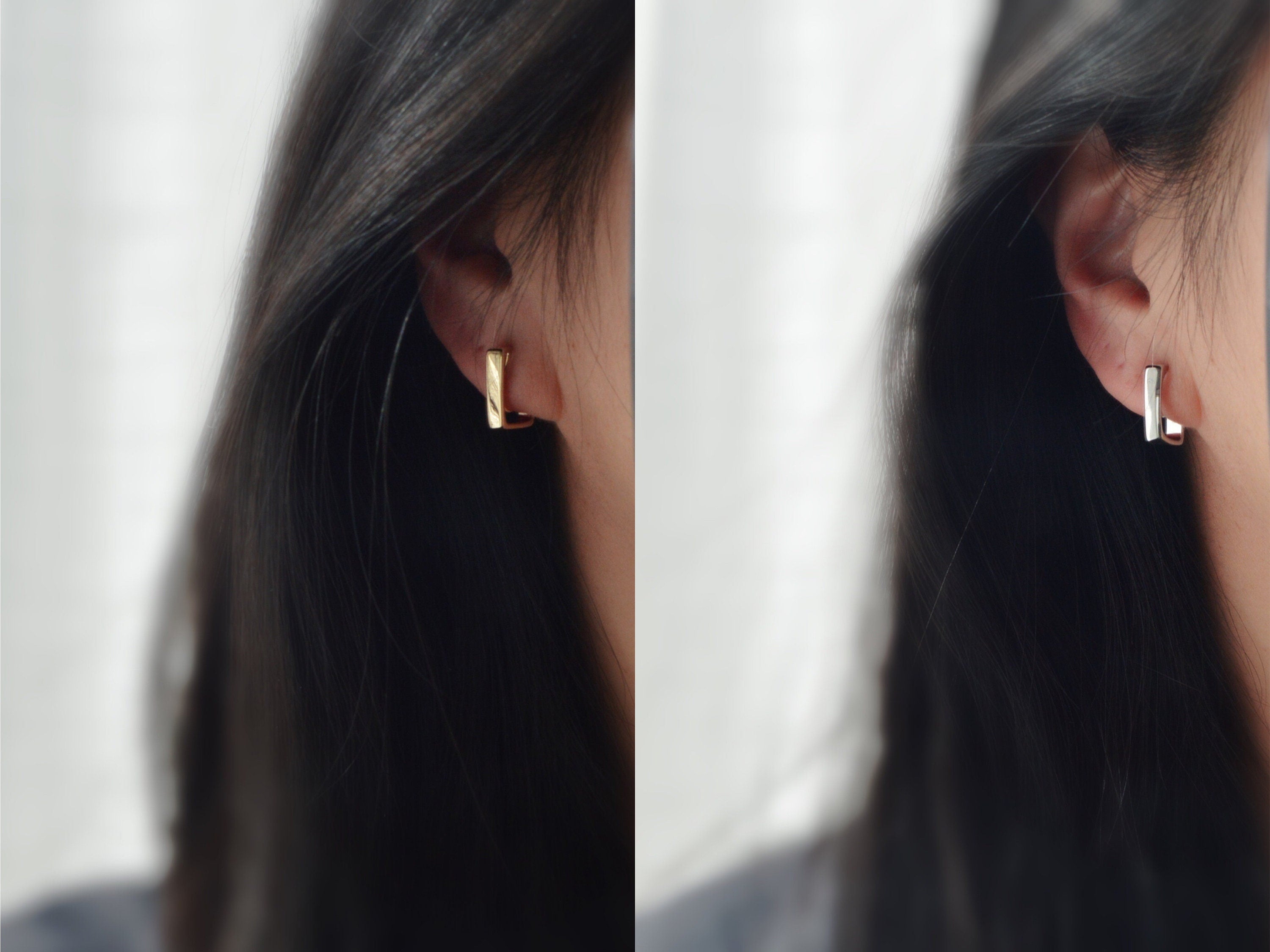 SANS DOULEUR ! Boucles d'oreilles CLIPS U spirale Rectangle couleur or. Clips d'oreilles confortable Boucles Délicates