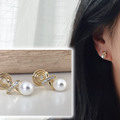 Croix zircon et perle blanche - Clips U
