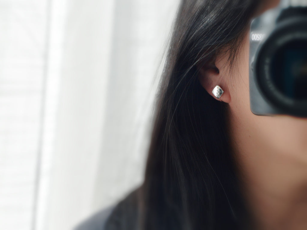 CLIPS earrings invisible Crystal Square faceted Crystals PureCrystal, Transparent square Ear Clips. Minimalist Jewelry.