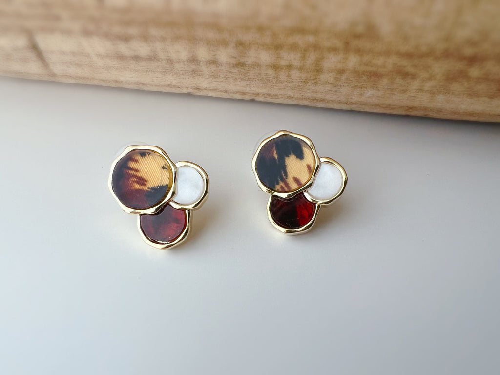 SANS DOULEUR ! Boucles d'oreilles CLIPS U spirale Léopard Caramel Blanc. Clips d'oreilles confortable Boucles Délicates