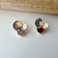 SANS DOULEUR ! Boucles d'oreilles CLIPS U spirale Léopard Caramel Blanc. Clips d'oreilles confortable Boucles Délicates