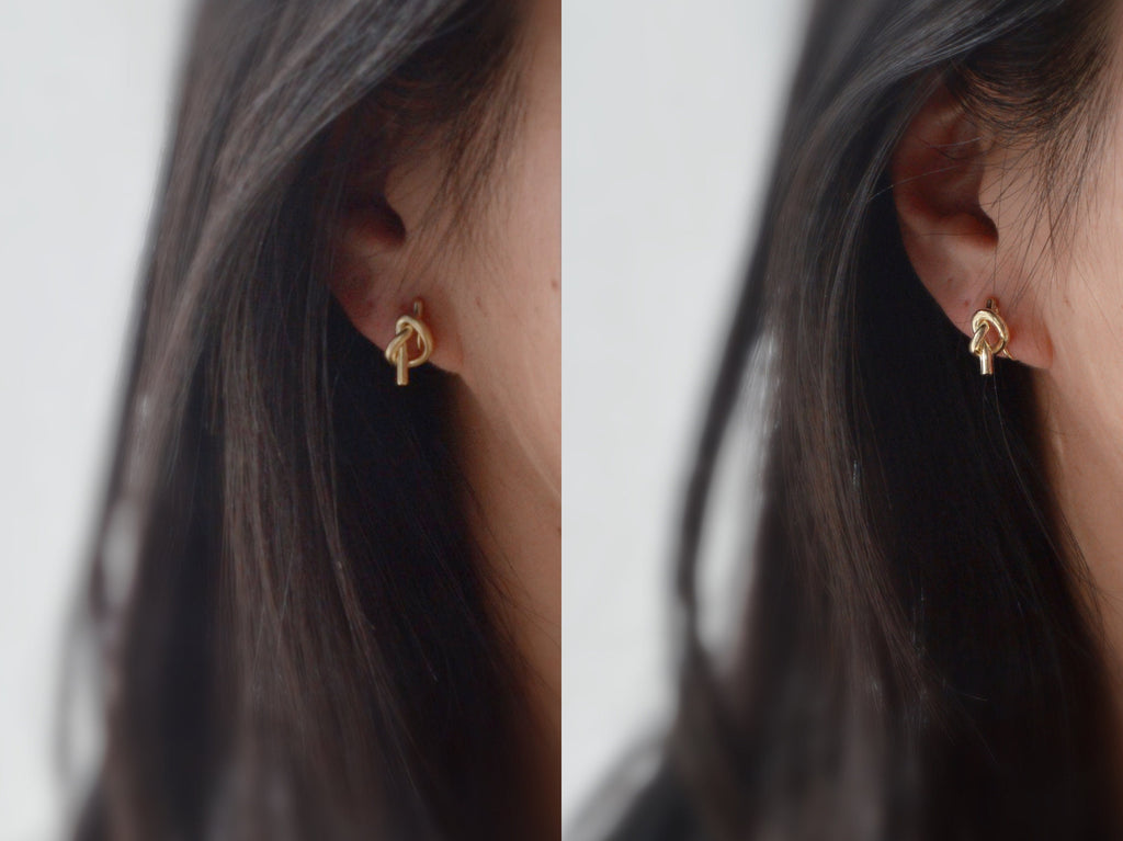SANS DOULEUR ! Boucles d'oreilles CLIPS U spirale nœud couleur Or / Or Mat. Clips d'oreilles confortable Boucles Délicates