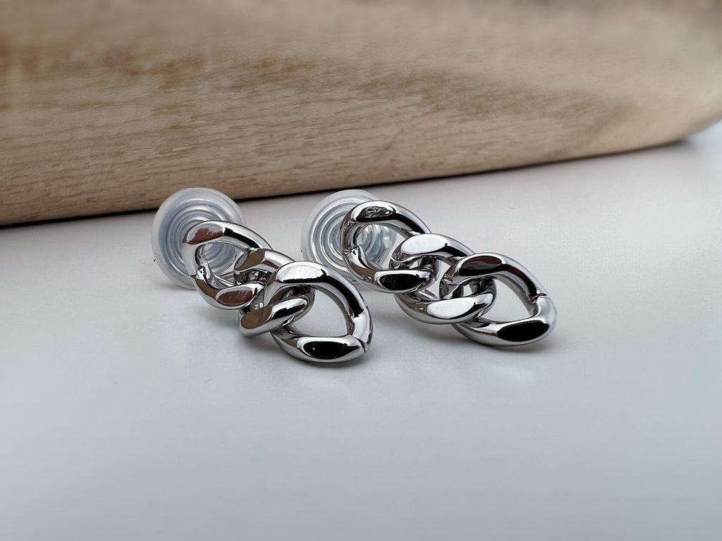 SANS DOULEUR ! Boucles d'oreilles CLIPS U spirale chaîne épaisse couleur or / argent. Clips d'oreilles confortable Boucles Délicates