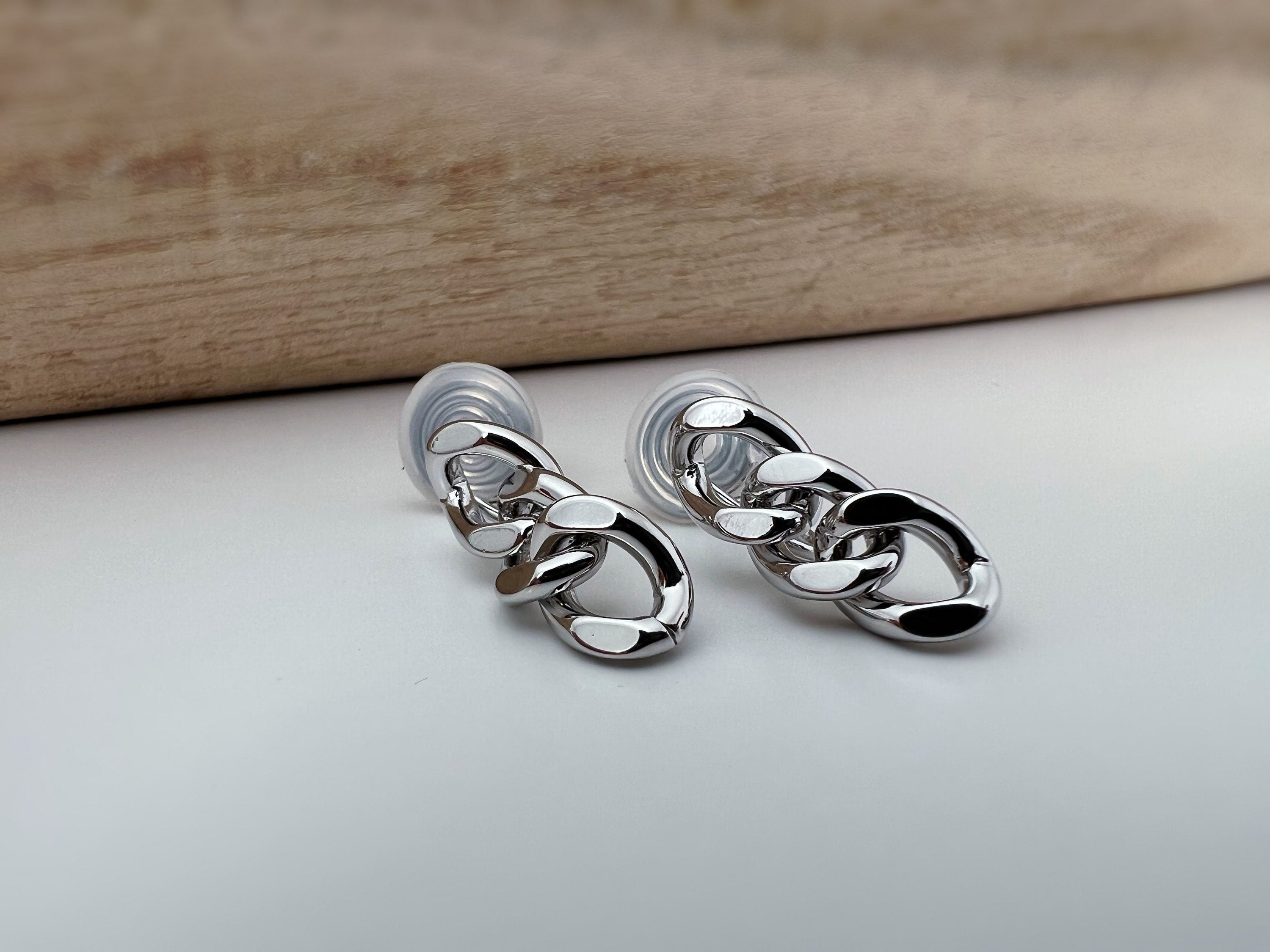 SANS DOULEUR ! Boucles d'oreilles CLIPS U spirale chaîne épaisse couleur or / argent. Clips d'oreilles confortable Boucles Délicates