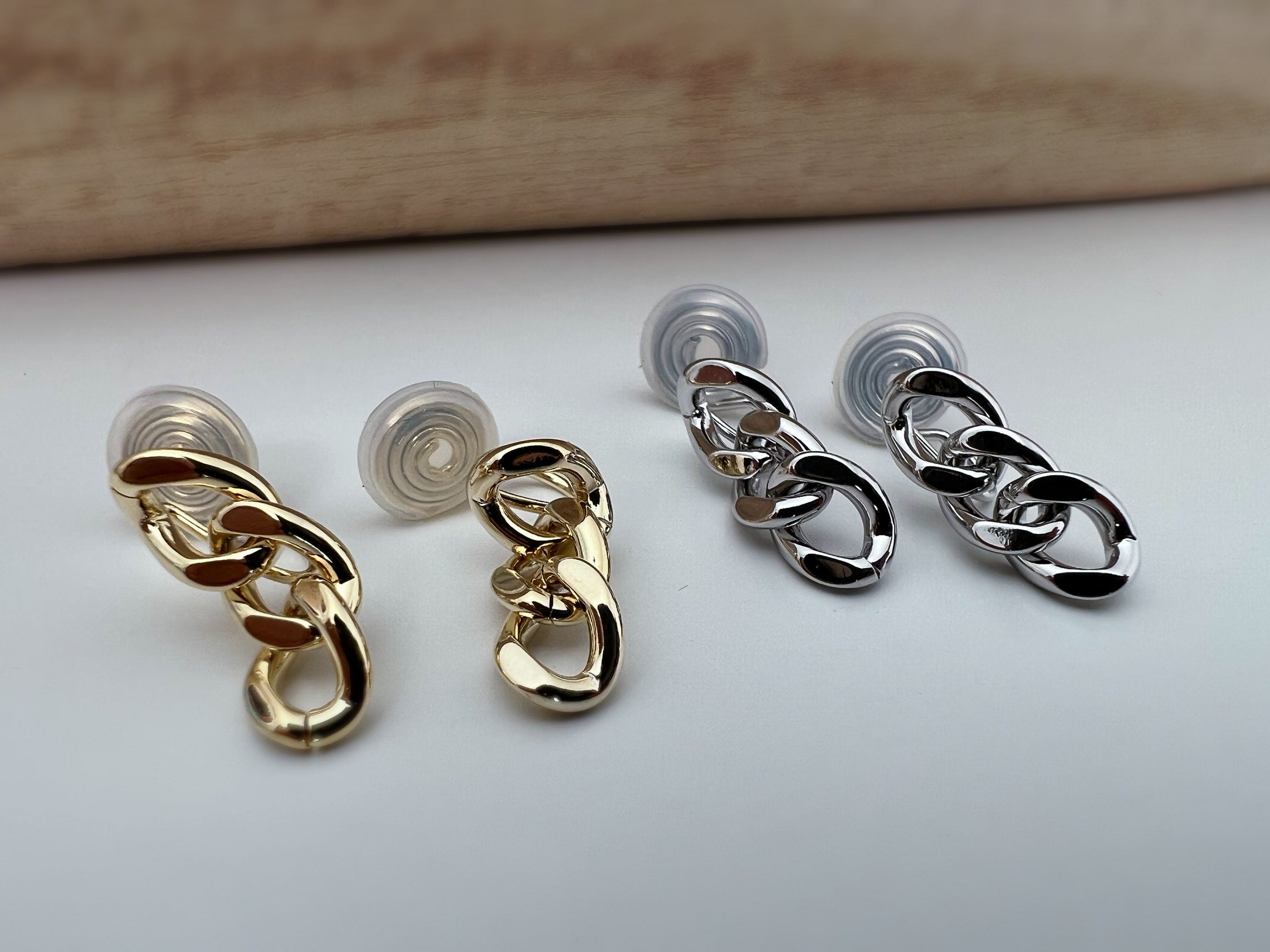 SANS DOULEUR ! Boucles d'oreilles CLIPS U spirale chaîne épaisse couleur or / argent. Clips d'oreilles confortable Boucles Délicates