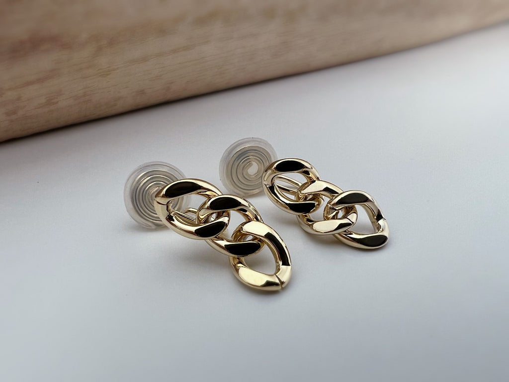 SANS DOULEUR ! Boucles d'oreilles CLIPS U spirale chaîne épaisse couleur or / argent. Clips d'oreilles confortable Boucles Délicates
