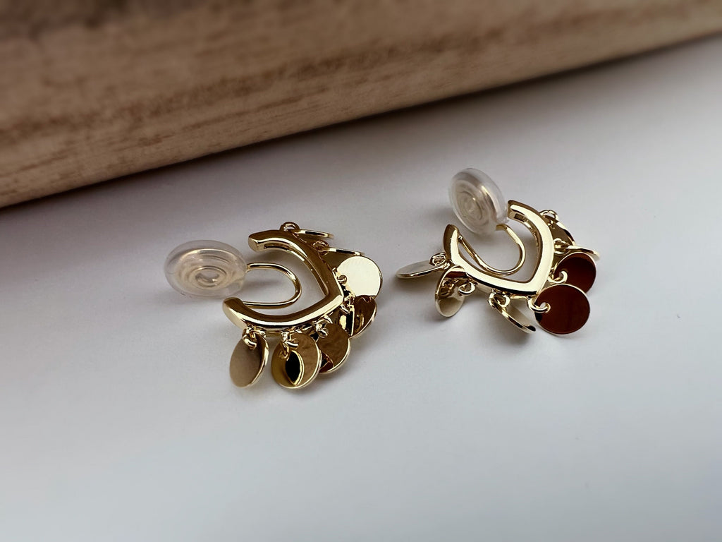 SANS DOULEUR ! Boucles d'oreilles CLIPS U spirale petites plaquettes couleur or / argent. Clips d'oreilles confortable Boucles Délicates