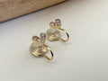 SANS DOULEUR ! Boucles d'oreilles CLIPS U spirale Mini Coeur strass Mini Zircon plaqué d'Or. Clips d'oreilles confortable.