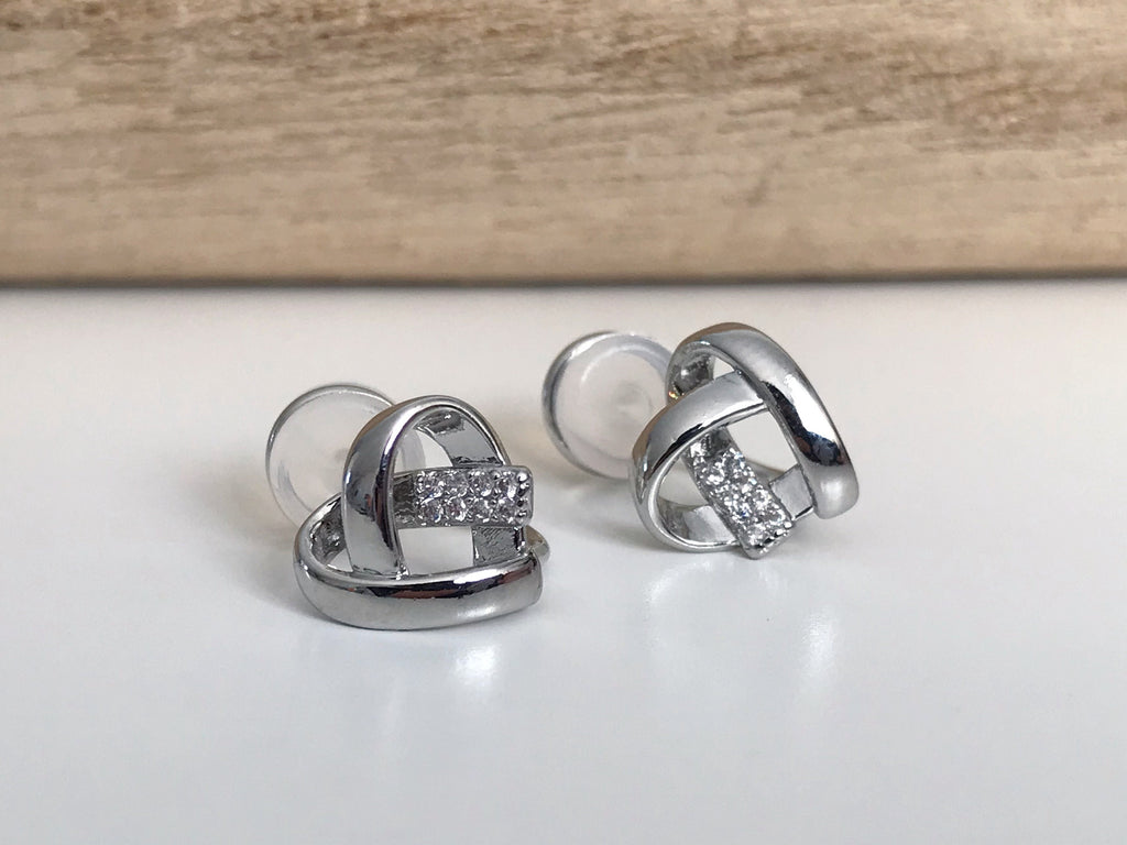 SANS DOULEUR ! Boucles d'oreilles CLIPS U Coeur strass couleur or / argent. Clips d'oreilles confortable Boucles Délicates