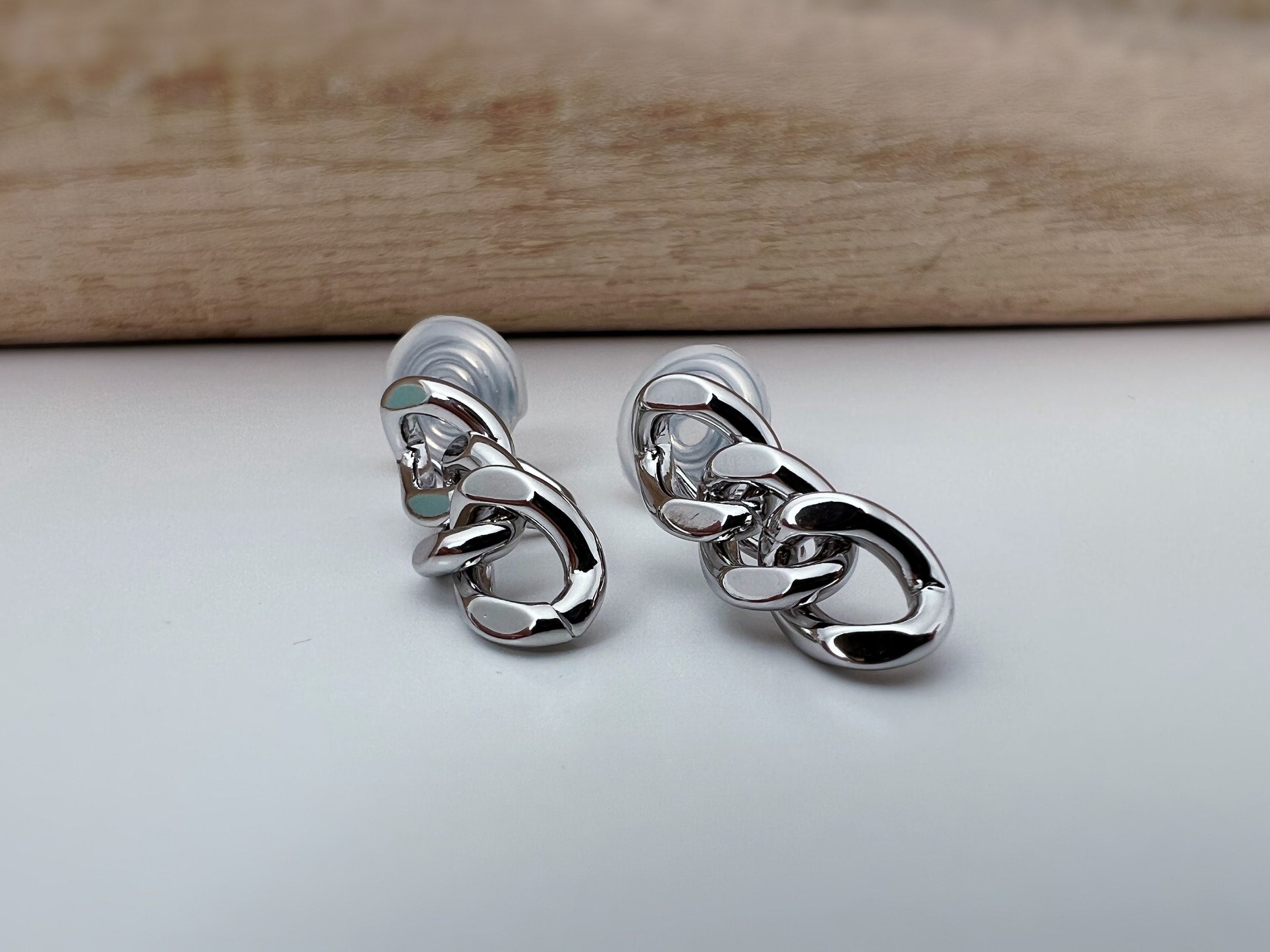 SANS DOULEUR ! Boucles d'oreilles CLIPS U spirale chaîne épaisse couleur or / argent. Clips d'oreilles confortable Boucles Délicates