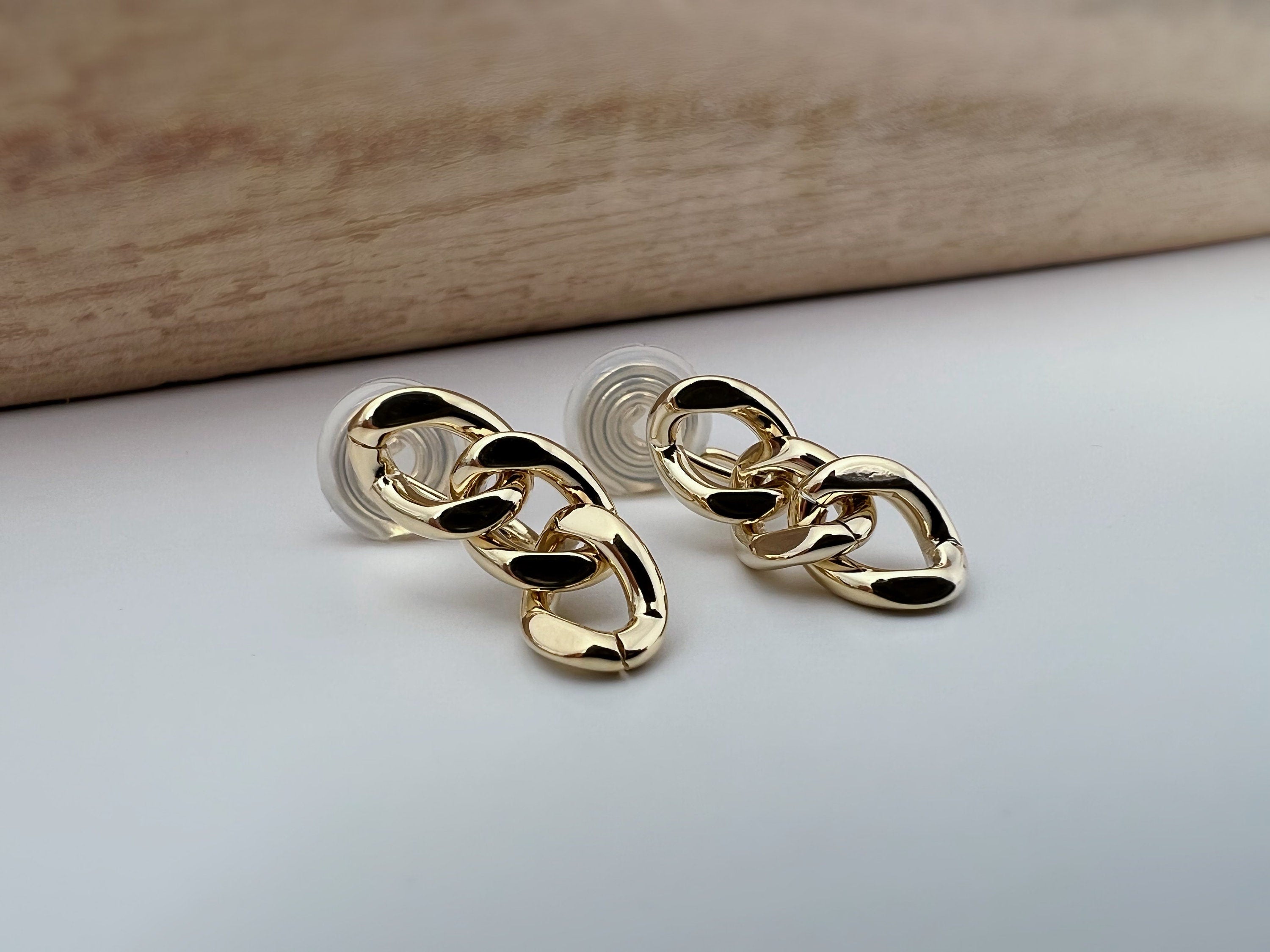 SANS DOULEUR ! Boucles d'oreilles CLIPS U spirale chaîne épaisse couleur or / argent. Clips d'oreilles confortable Boucles Délicates