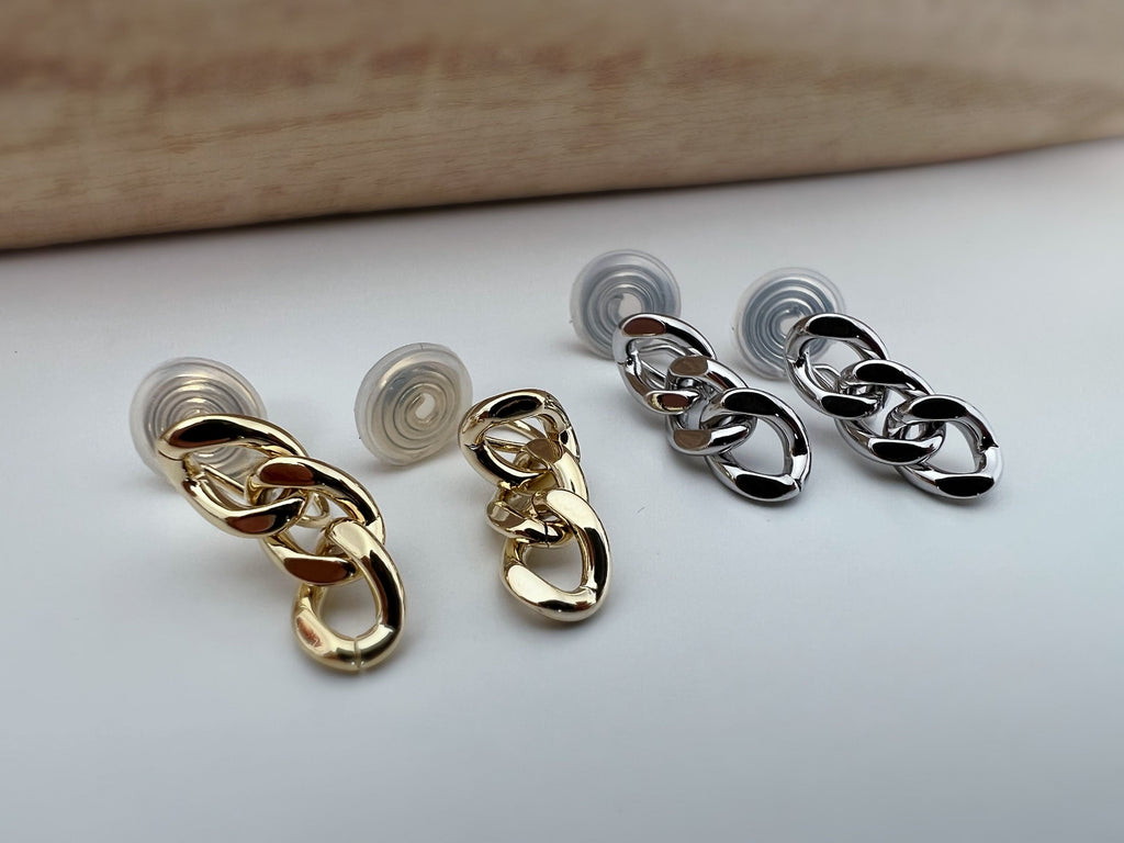 SANS DOULEUR ! Boucles d'oreilles CLIPS U spirale chaîne épaisse couleur or / argent. Clips d'oreilles confortable Boucles Délicates