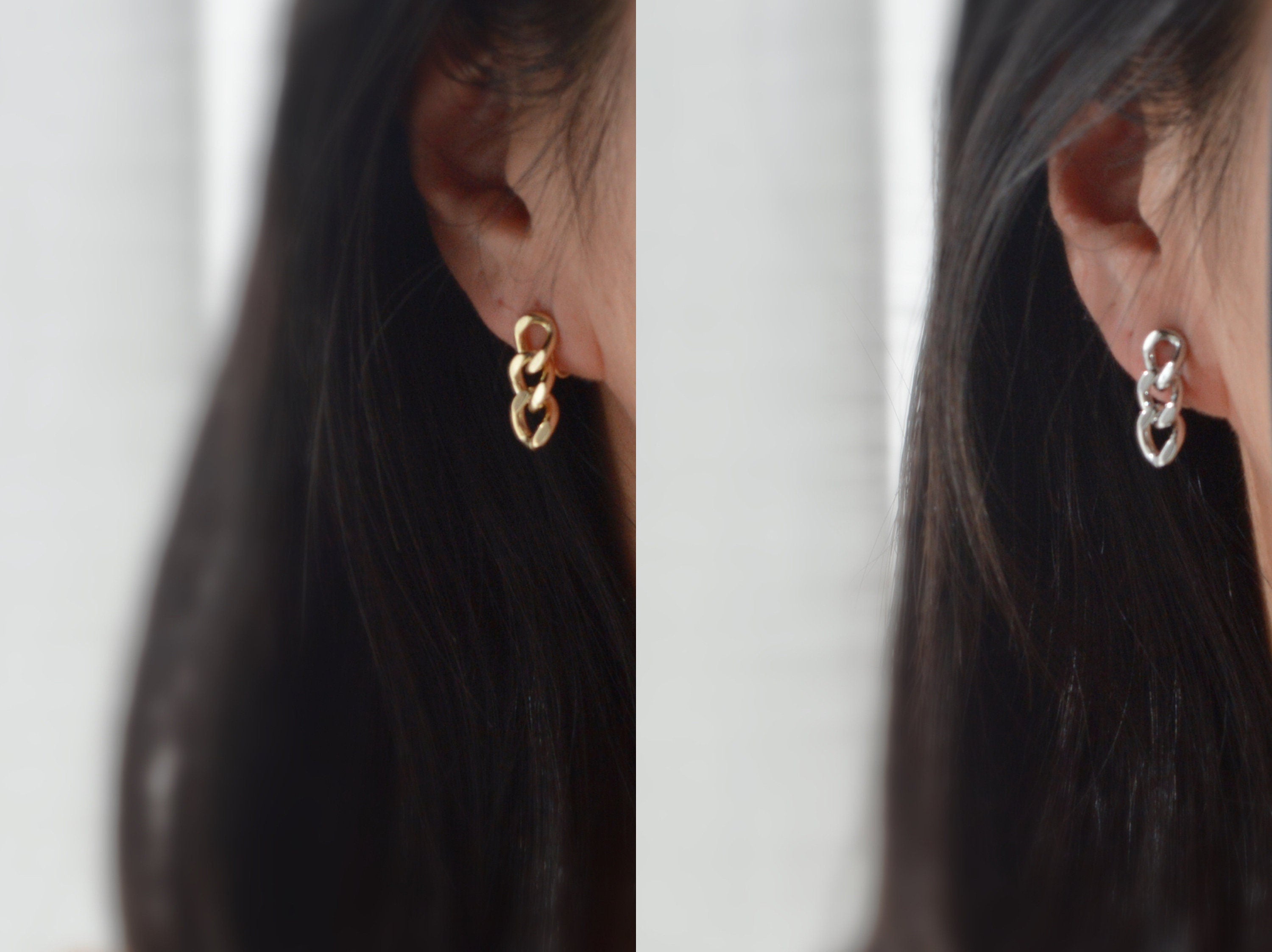 SANS DOULEUR ! Boucles d'oreilles CLIPS U spirale chaîne épaisse couleur or / argent. Clips d'oreilles confortable Boucles Délicates