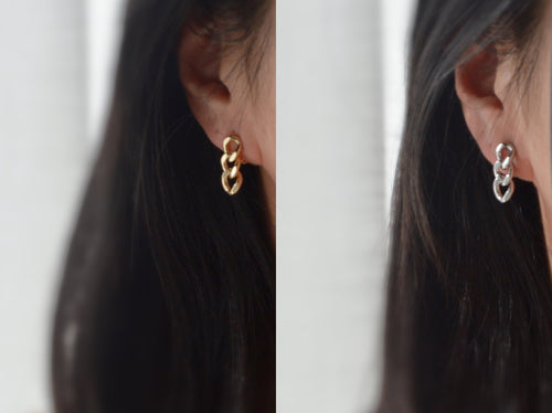 SANS DOULEUR ! Boucles d'oreilles CLIPS U spirale chaîne épaisse couleur or / argent. Clips d'oreilles confortable Boucles Délicates