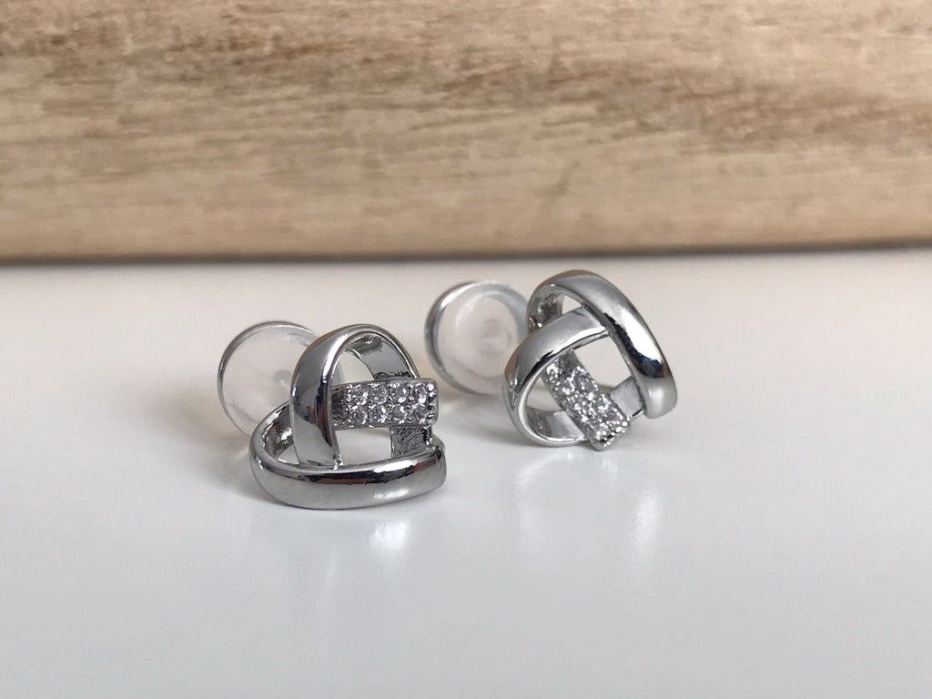 SANS DOULEUR ! Boucles d'oreilles CLIPS U Coeur strass couleur or / argent. Clips d'oreilles confortable Boucles Délicates