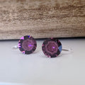 Boucles d'oreilles CLIPS invisible Rond AMETHYST IGNITE Cristaux PureCrystal Clips d'Oreille Petit Rond violet, Bijoux Minimaliste