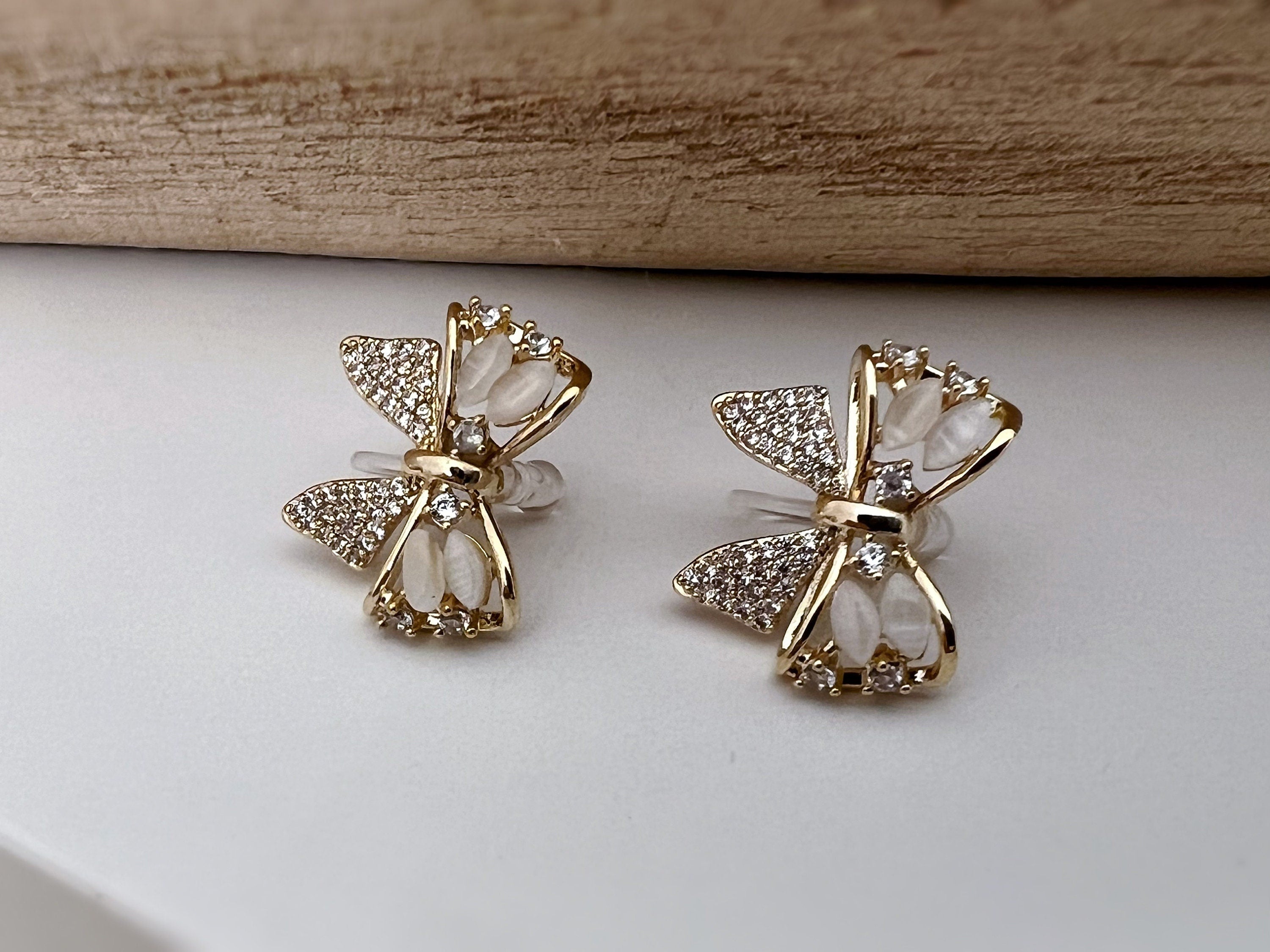 Noeud papillon sweet zircon Clips Invisible couleur or, Clips confortable discret délicat. Cadeaux Prêt à offrir