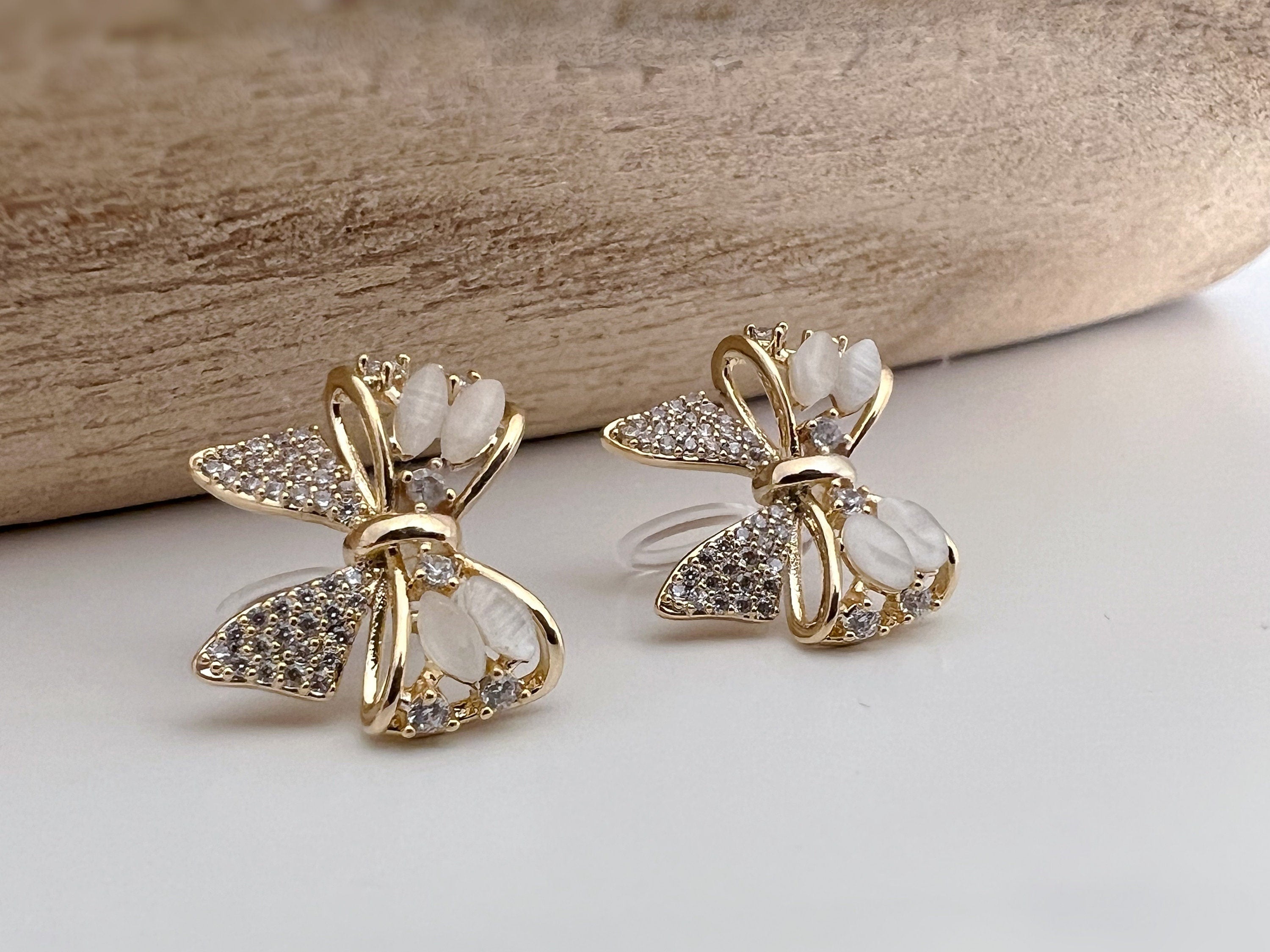 Noeud papillon sweet zircon Clips Invisible couleur or, Clips confortable discret délicat. Cadeaux Prêt à offrir