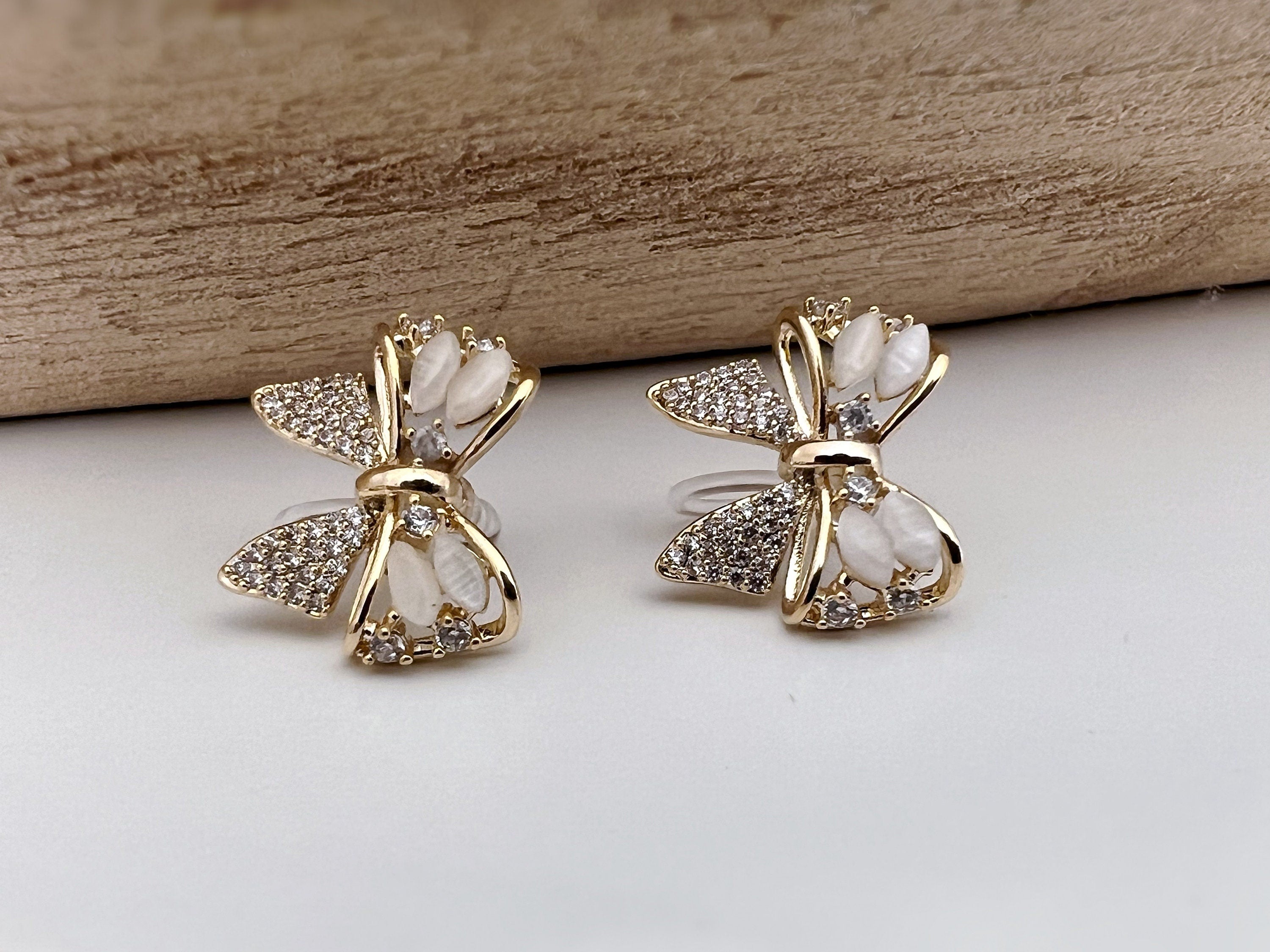 Noeud papillon sweet zircon Clips Invisible couleur or, Clips confortable discret délicat. Cadeaux Prêt à offrir