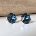Boucles d'oreilles Clips invisible MONTANA Cristaux PureCristal Clips d'Oreille Petit Rond Bleu Foncé, Bijoux Minimaliste