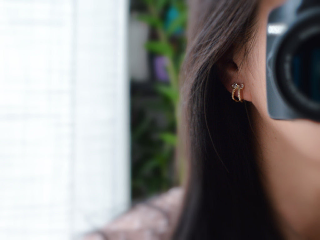 SANS DOULEUR ! Boucles d'oreilles CLIPS U spirale noeud de papillon zircon coeur demi-anneau or. Clips d'oreilles confortable Délicates