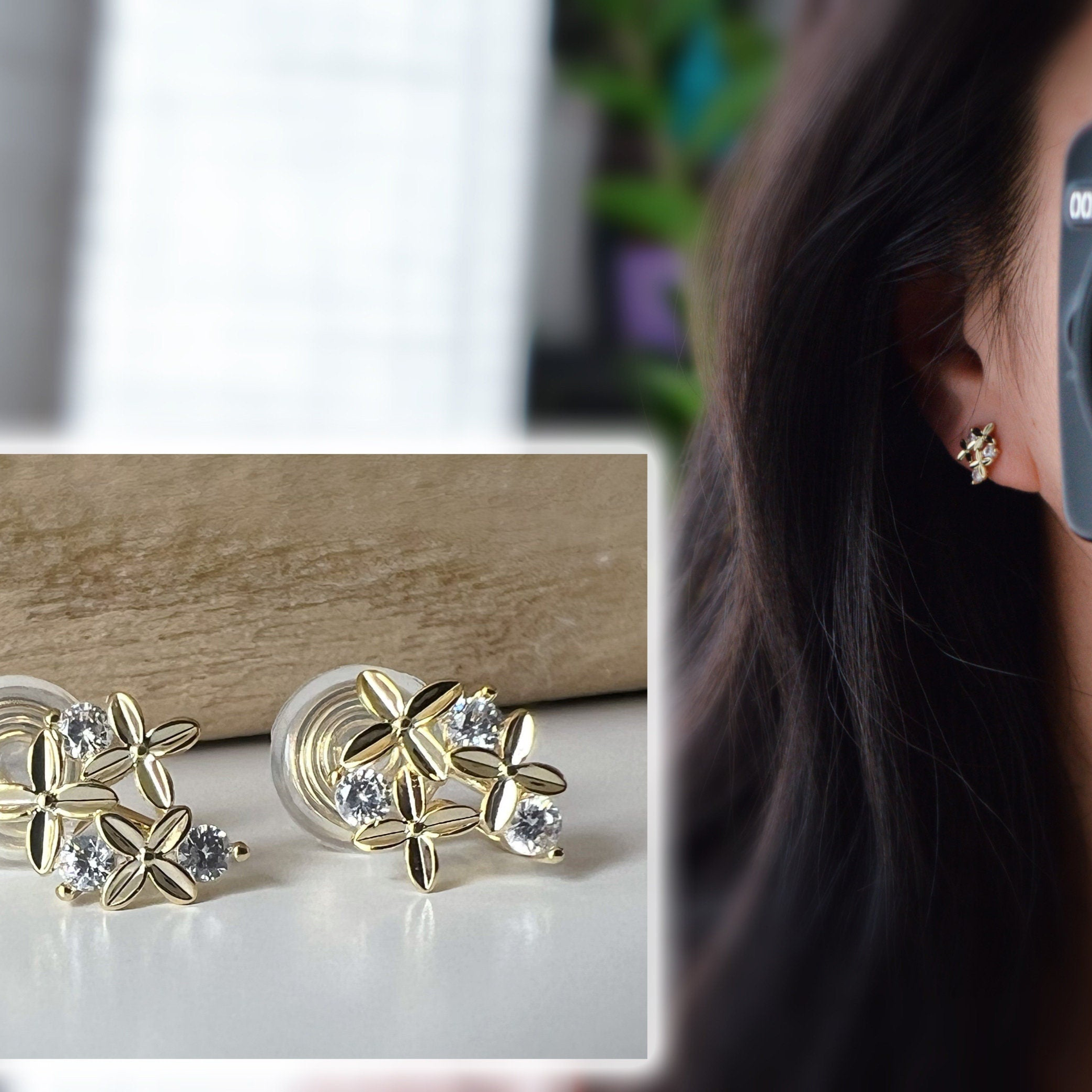 Fleur Mini Zircon - Boucles d'oreilles clips U