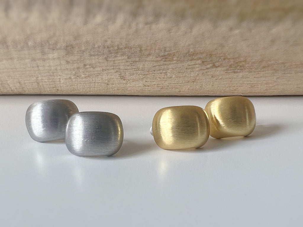 Boucles d'oreilles Clips INVISIBLES rectangle couleur Or / Argent. Clips d'oreilles Confortables Prêt à offrir