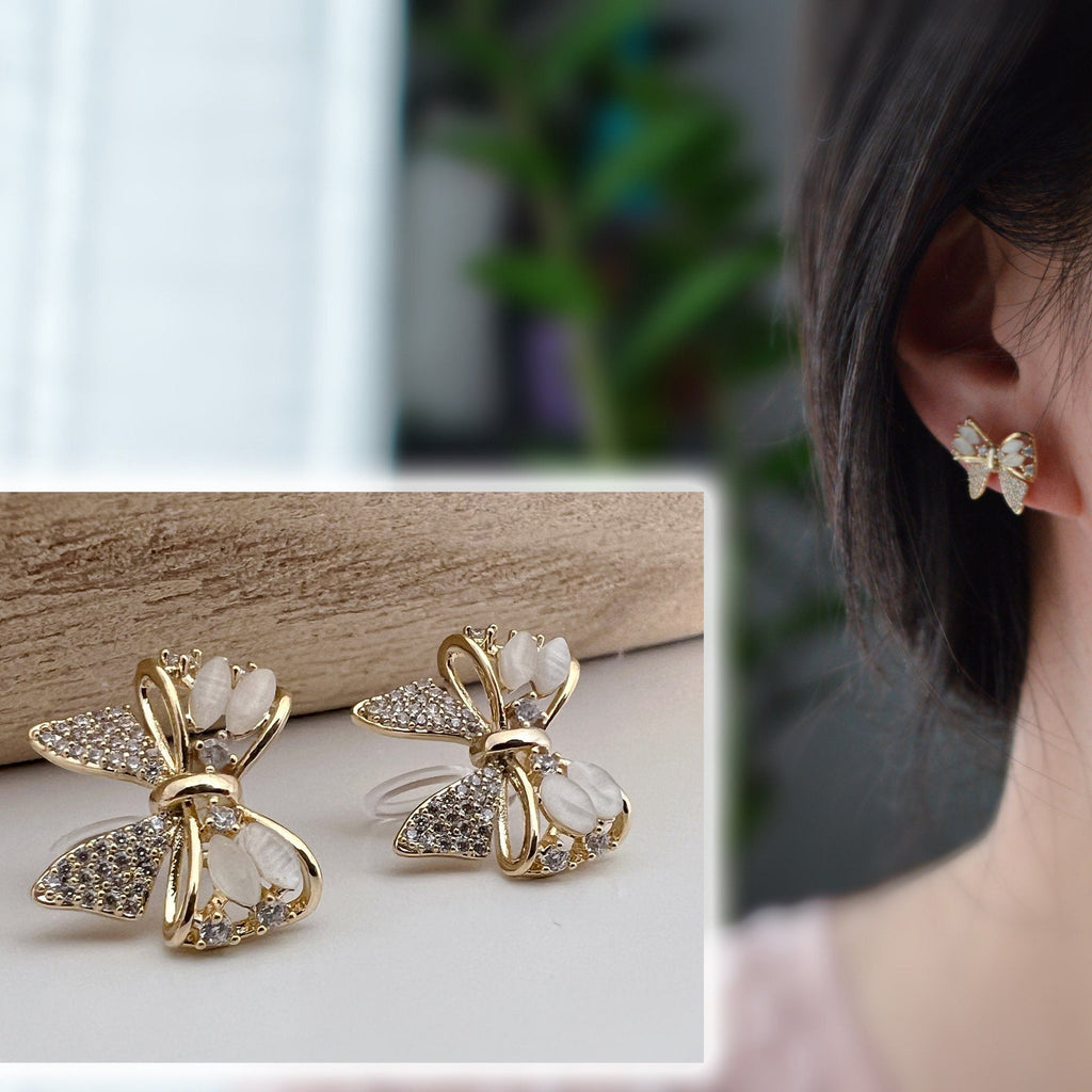 Noeud papillon sweet zircon Clips Invisible couleur or, Clips confortable discret délicat. Cadeaux Prêt à offrir
