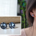Boucles d'oreilles Clips invisible Rond LIGHT SAPPHIRE Cristaux PureCristal Clips d'Oreille Petit Rond Bleu gris, Bijoux Minimaliste