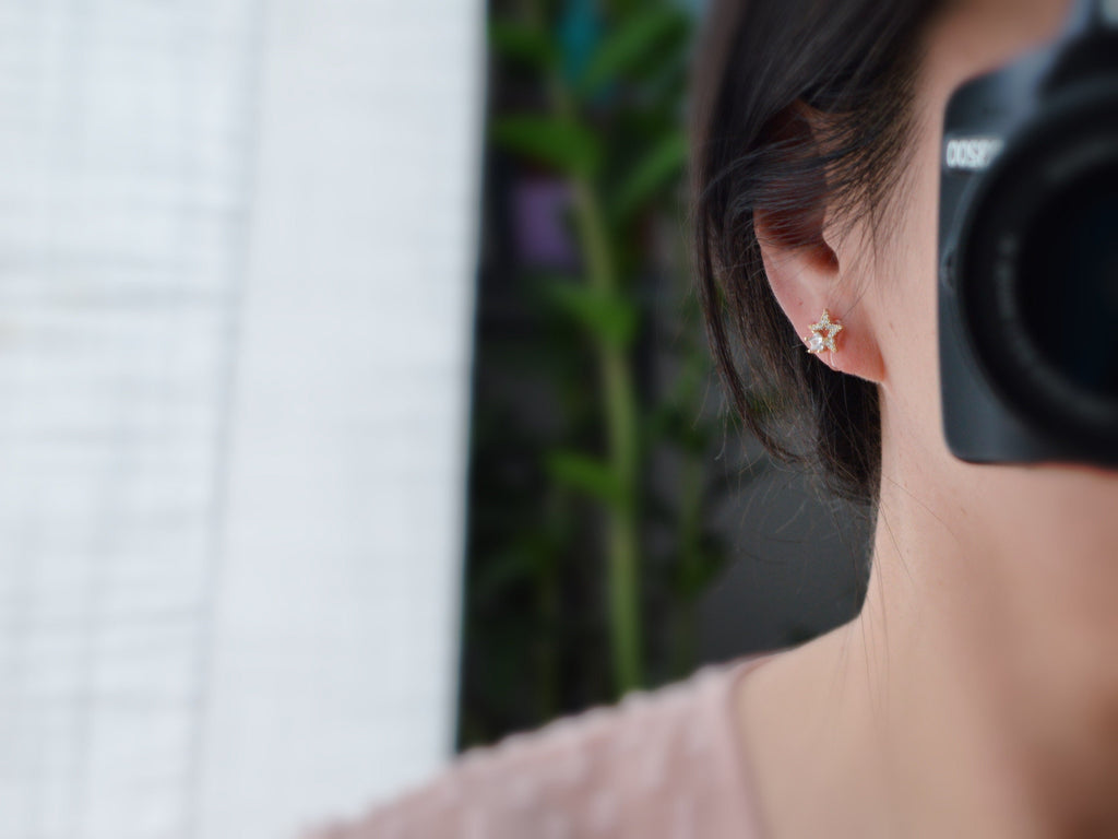 Mini invisible EAR CLIPS, Large and Small Stars Gold Zircon Clip-on earrings comfortable delicate minimalist