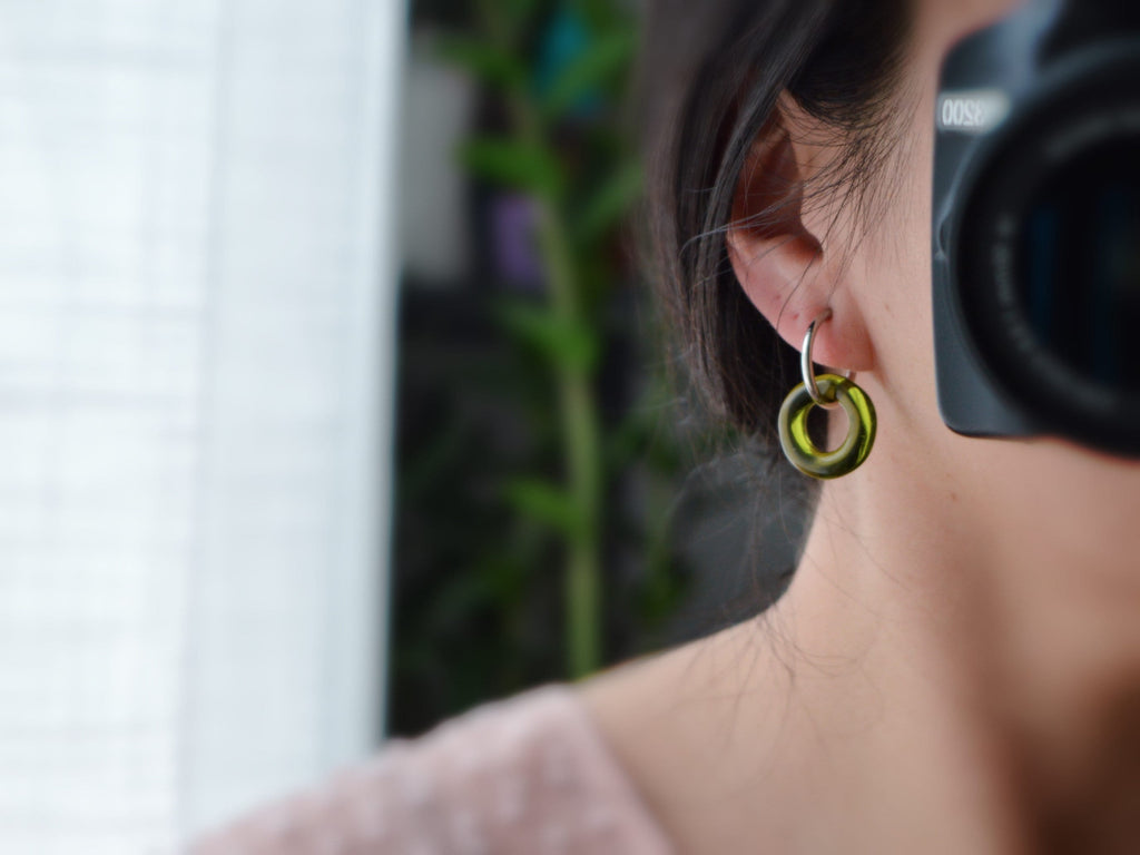 2 EN 1 Créoles Clips 20mm ARGENT Cercle Vert Olive / Vert paon / Bleu / Marron. Clips d'oreilles Anneaux argent diamètre du fil 1.5mm ou 2mm