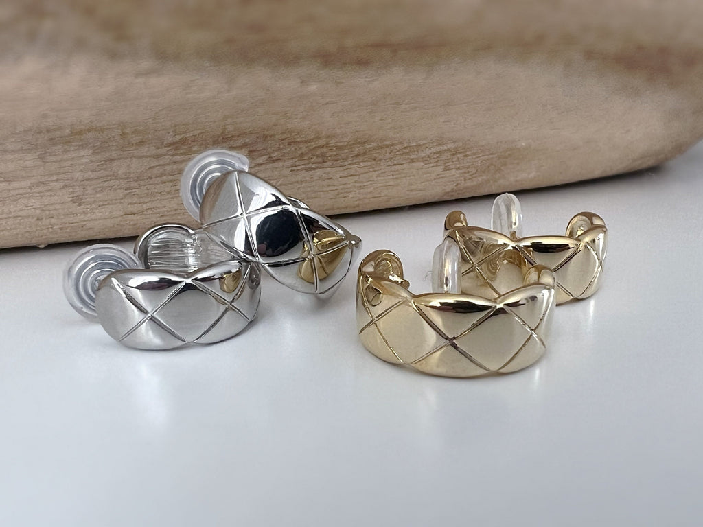 SANS DOULEUR ! Boucles d'oreilles CLIPS U spirale Grand Large Cercle couleur Or / Argent. Clips d'oreilles confortable Boucles Délicates