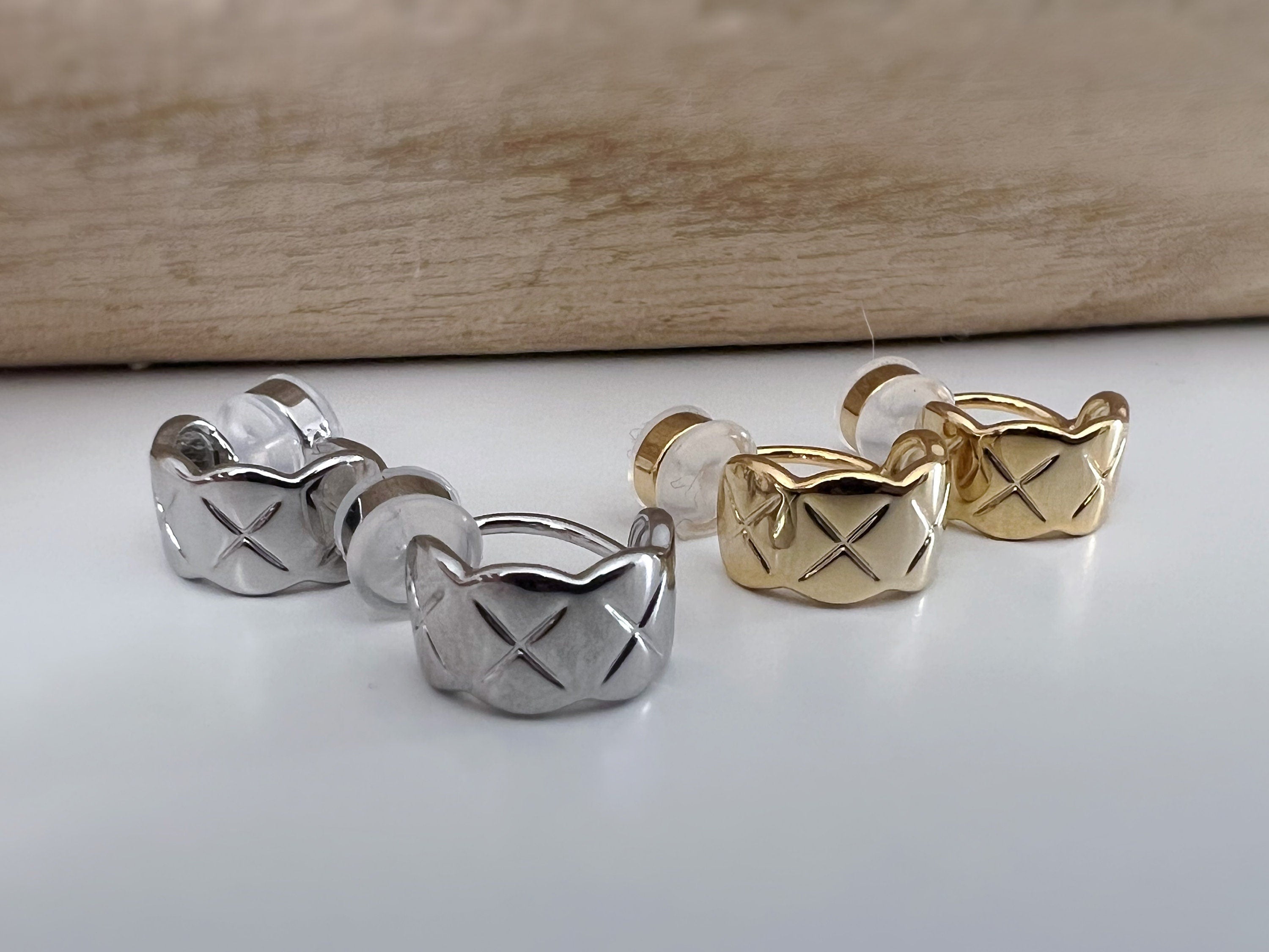 Hoops 15mm Invisible Clip On Earrings, Clip On Hoop Earrings, Non Pierced Earrings Clip On Earrings Modern. Non Pierced Pierced looked.